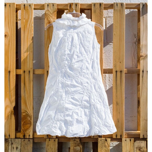 Talk of the Walk Atlantic City White Crinkle Button Front Sleeveless Jacket XS - Picture 4 of 5